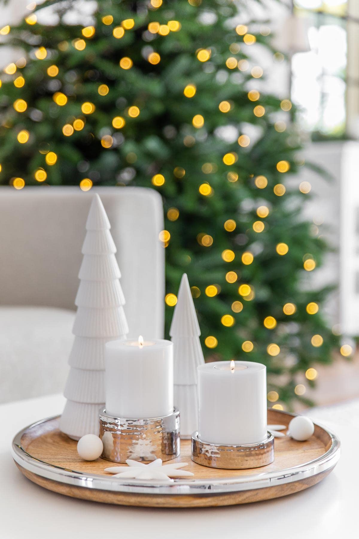 EDZARD Lot De 2 Bougeoirs Luca, En Acier Inoxydable Martelé Poli