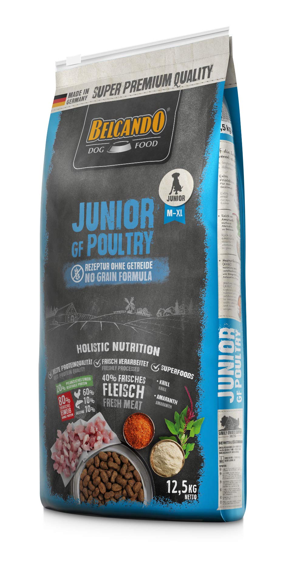 Belcando Junior GF Poultry [12,5 kg] Alimento sin Cereales para Perros jóvenes | Alimento seco sin Cereales para Perros | Alimento Completo para Perros a Partir de 4 Meses de Edad