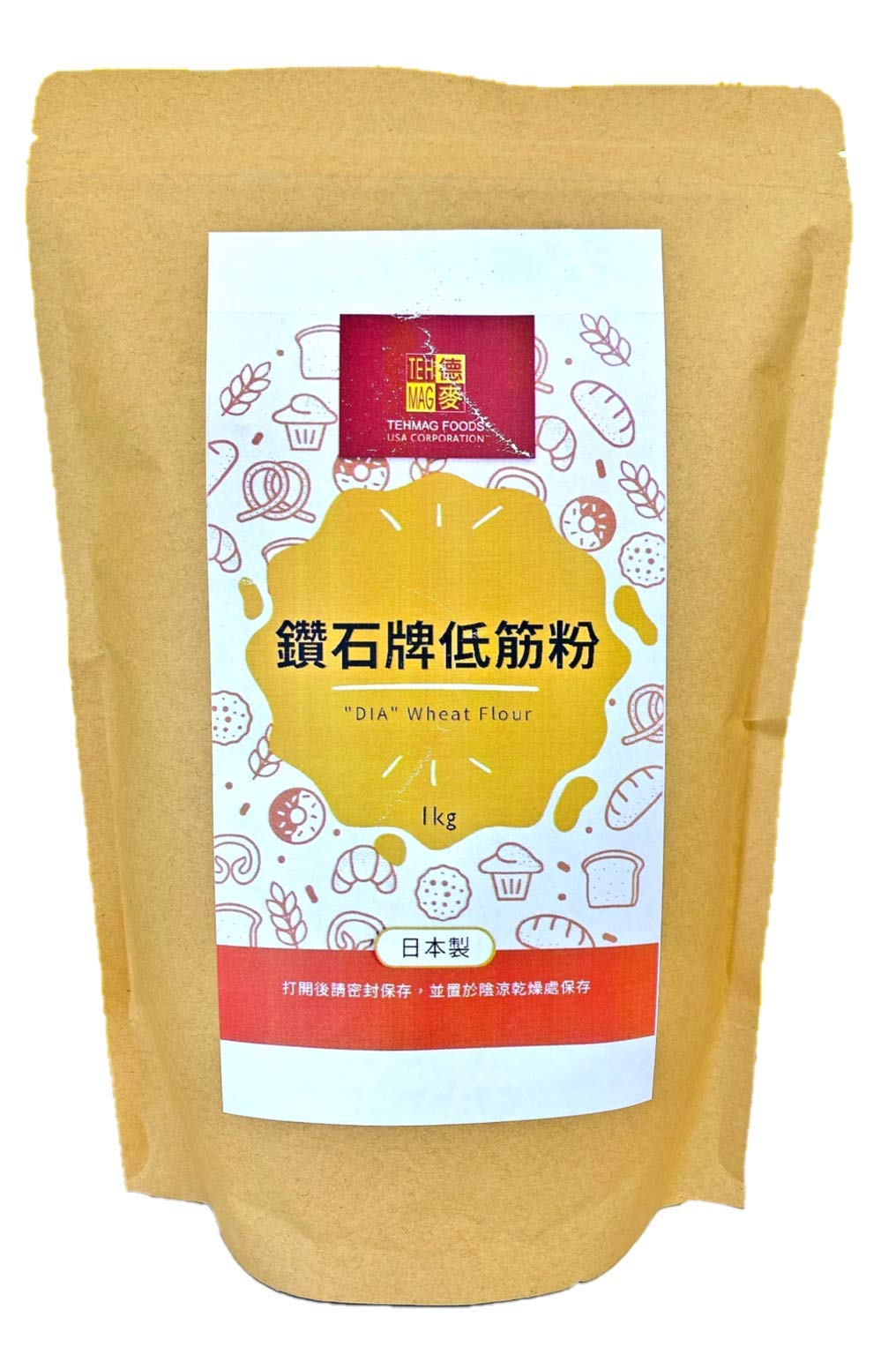Japan Diamond Cake Flour, Japanese Flour for Baking, Unbleached Wheat Flour, 2.2 Pounds (1kg), Tehmag Foods USA