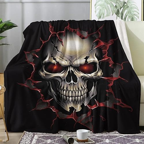 zcwl Manta de calavera tamaño Queen, manta de forro polar gótico para sofá, cama, sofá, mantas y mantas con patrón de esqueleto, manta de franela de disponible en Yaxa Venezuela