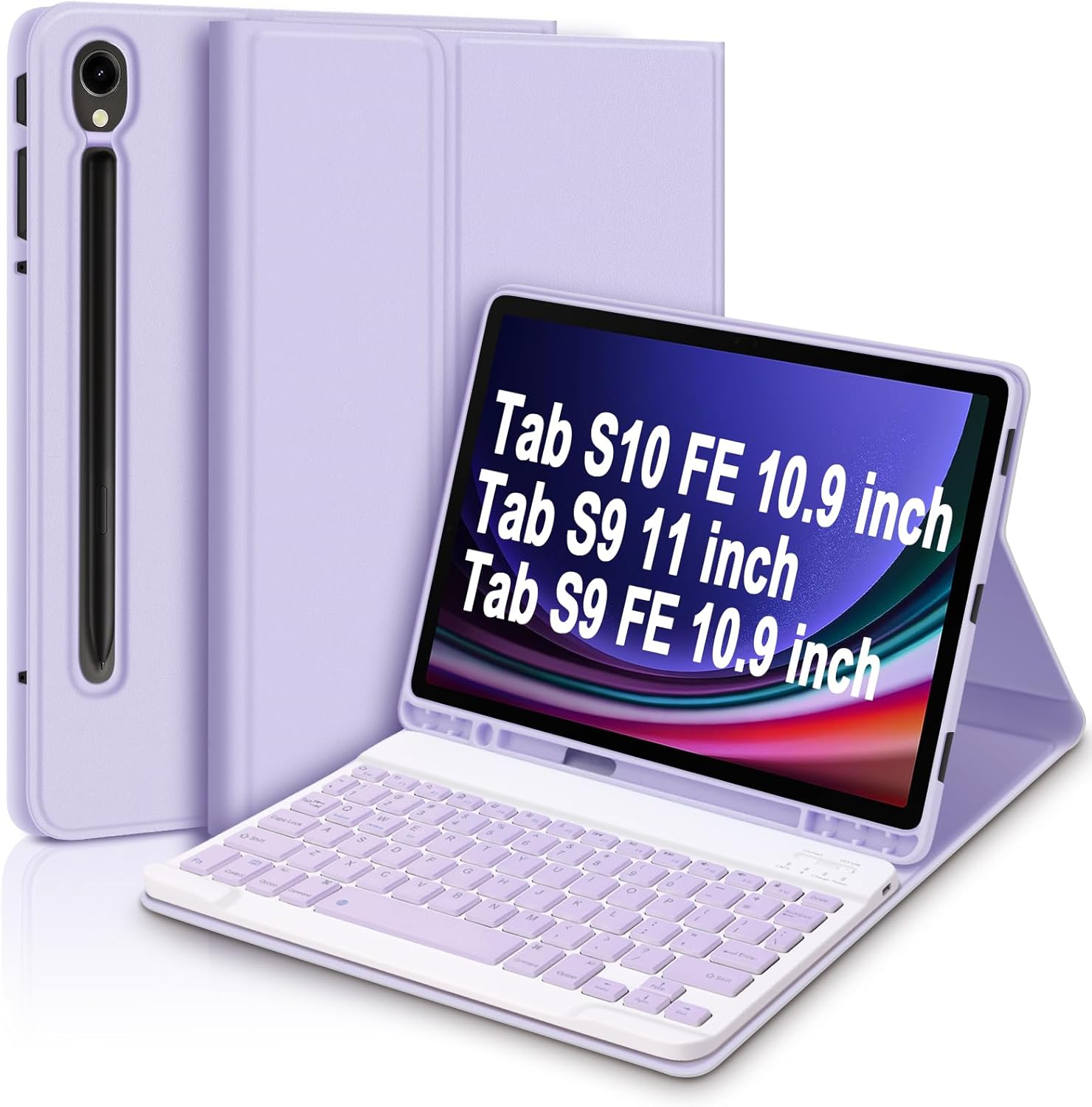 GOKOCO for Samsung Galaxy Tab S10 FE/S9 FE 10.9"/S9 11" Keyboard Case,Magnetic Detachable Keyboard Case with S Pen Holder for SM-X710/X716B/X718U/SM-X510/SM-X516-Purple