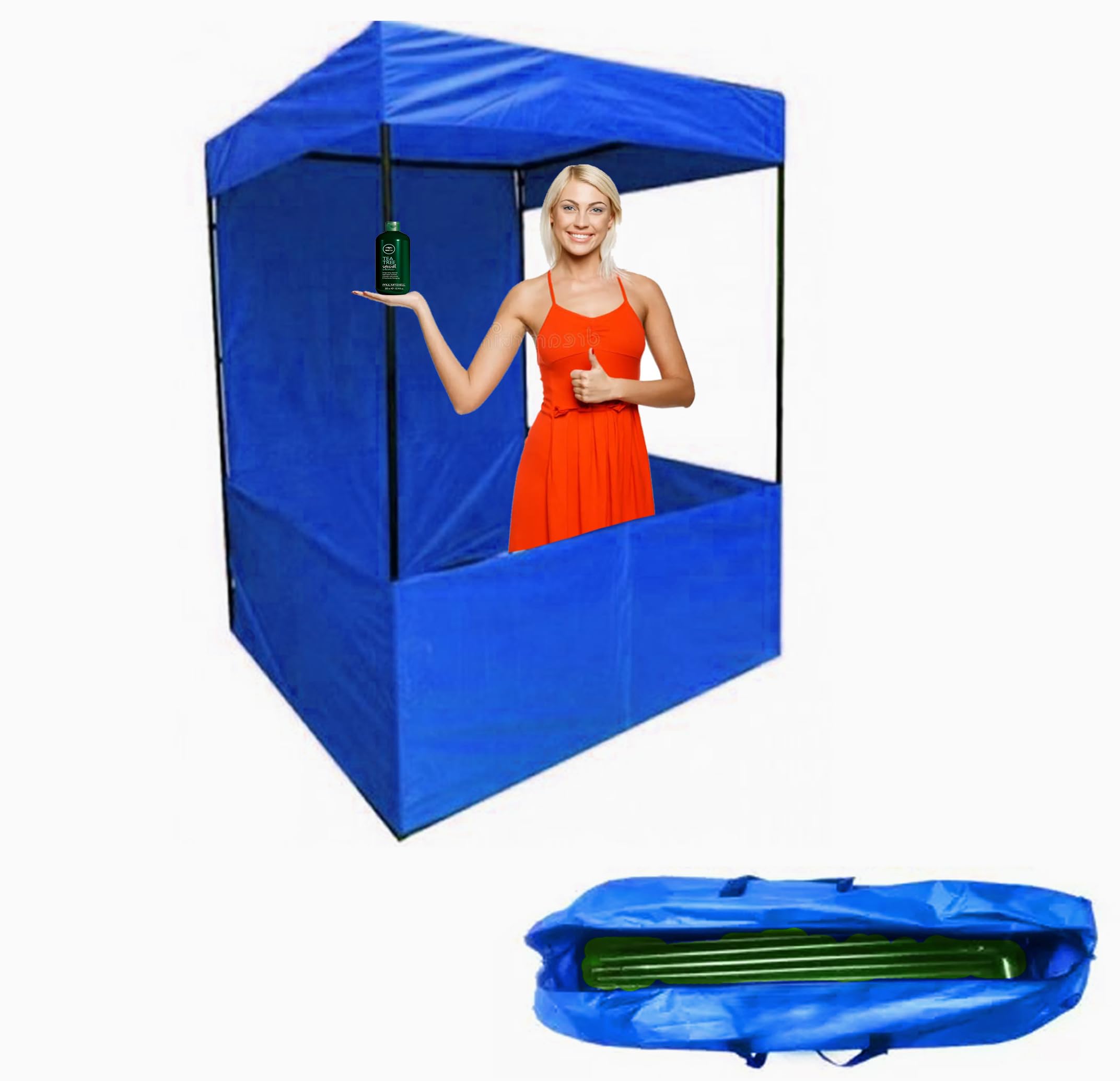 4X4X7 Feet Foldable & Portable Canopy Tent for Garden, Picnic, Product Promotion, Camping with Free Heavy Duty Carry Bag (Blue)
