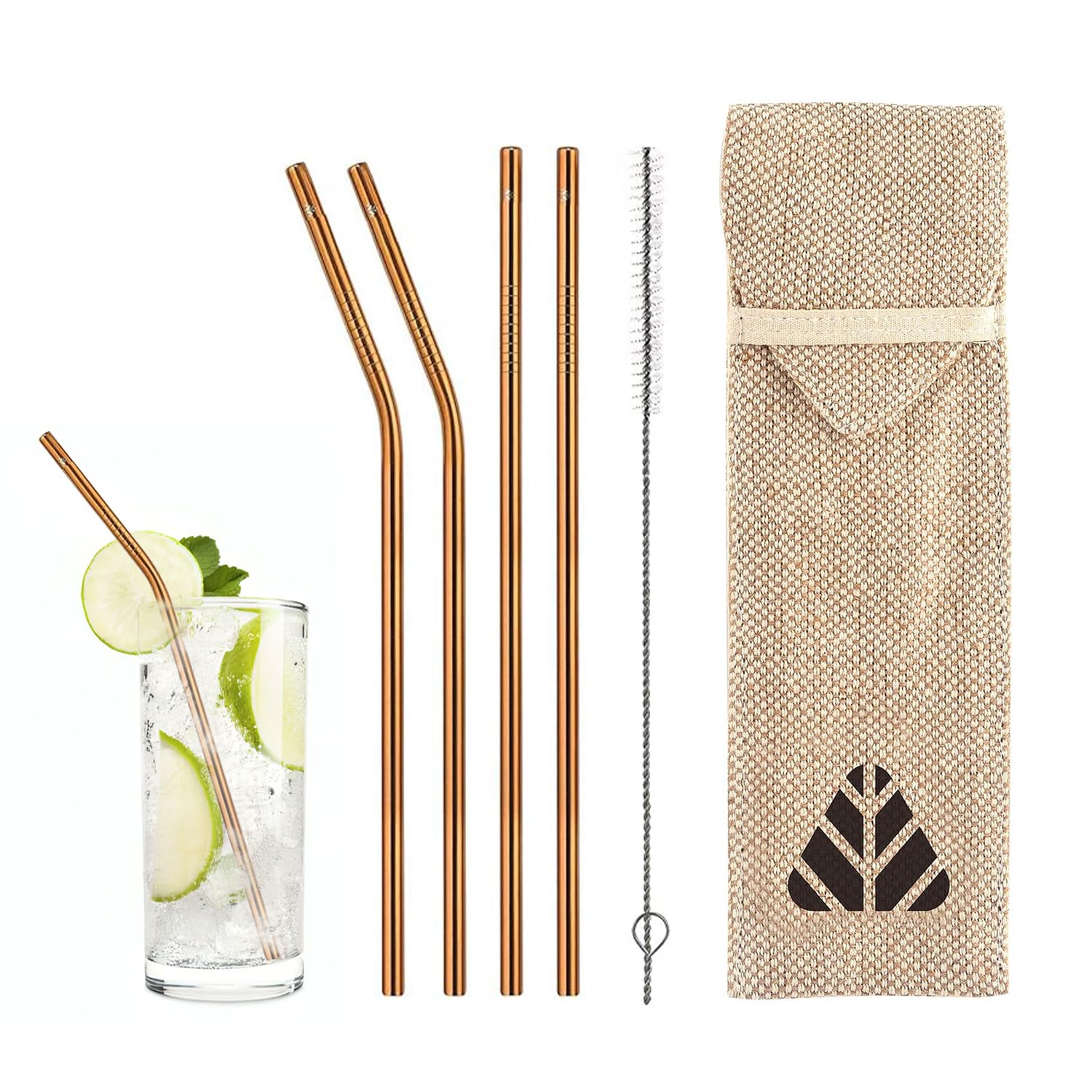 Rusabl Pack of 6 Stainless Steel Straws with Cleaning Brush, Reusable Metal Straws in Jute Pouch for Kids & Adults (3 Straight & 3 Bent, Silver) (B07KVY5MC4) Amazon Price History, Amazon Price Tracker