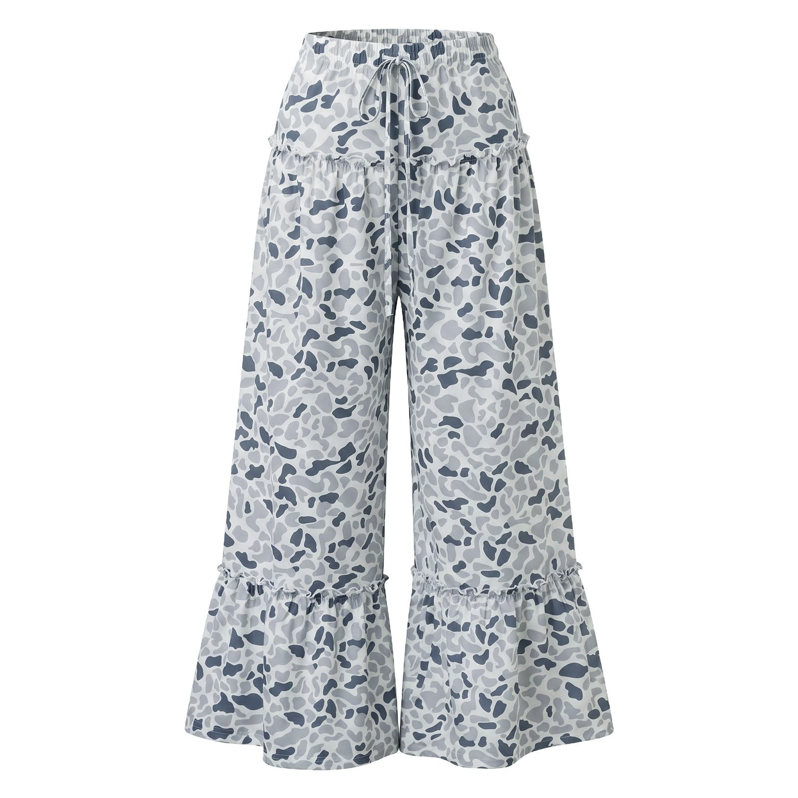 Générique Pantalon Femme Survetement Femme - Pantalon Ample Et Décontracté À Jambes Larges avec Débardeur À Volants Et Imprimé Imprimé pour Un Confort Optimal Au Quotidien