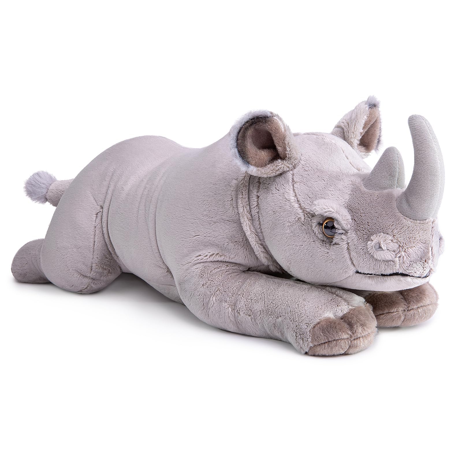 capybaraflying Cambrian Paleontology Lifelike White Rhino Plush Toy, Wild Animal Prone position Realistic Simulation Series - Image 3