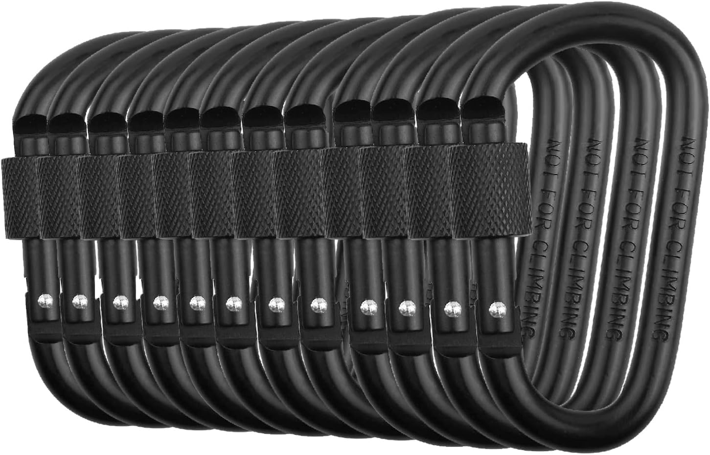Vonpri Locking Carabiner Clip D Ring Spring Snap Key Chain Hook 3" Screw Gate Hook Travel Aluminum Carabiners (Black) (12Pack)