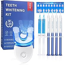 Sensitive Teeth Whitening Kit | Whitening Toothpaste Includes LED Light Therapy Device, 35% Carbamide Peroxide Whitening Gel, 4 Whitening Gel Syringes, 2 Enamel Repair Gel Syringes,and Dental Trays