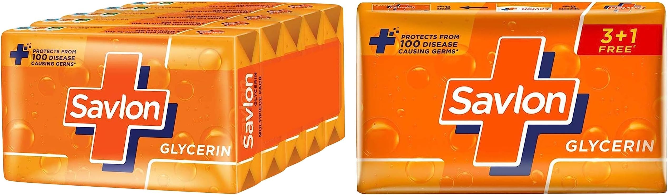 Savlon Moisturizing Glycerin Soap Bar With Germ Protection, Pack Of 5-125G Each & Savlon Glycerine Soap, 125g (Buy 3 Get 1 Free)
