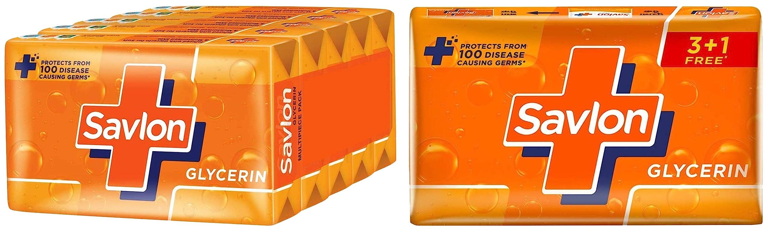 Savlon Moisturizing Glycerin Soap Bar With Germ Protection, Pack Of 5-125G Each & Savlon Glycerine Soap, 125g (Buy 3 Get 1 Free)
