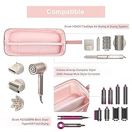 Leudes Hair Tools Travel Bag for Shark Flexstyle Carrying Case Portable Shark Hair Air Wrap Dryer Case Waterproof Dustproof Flat Curling Iron Travel Organizer (Dark Pink)