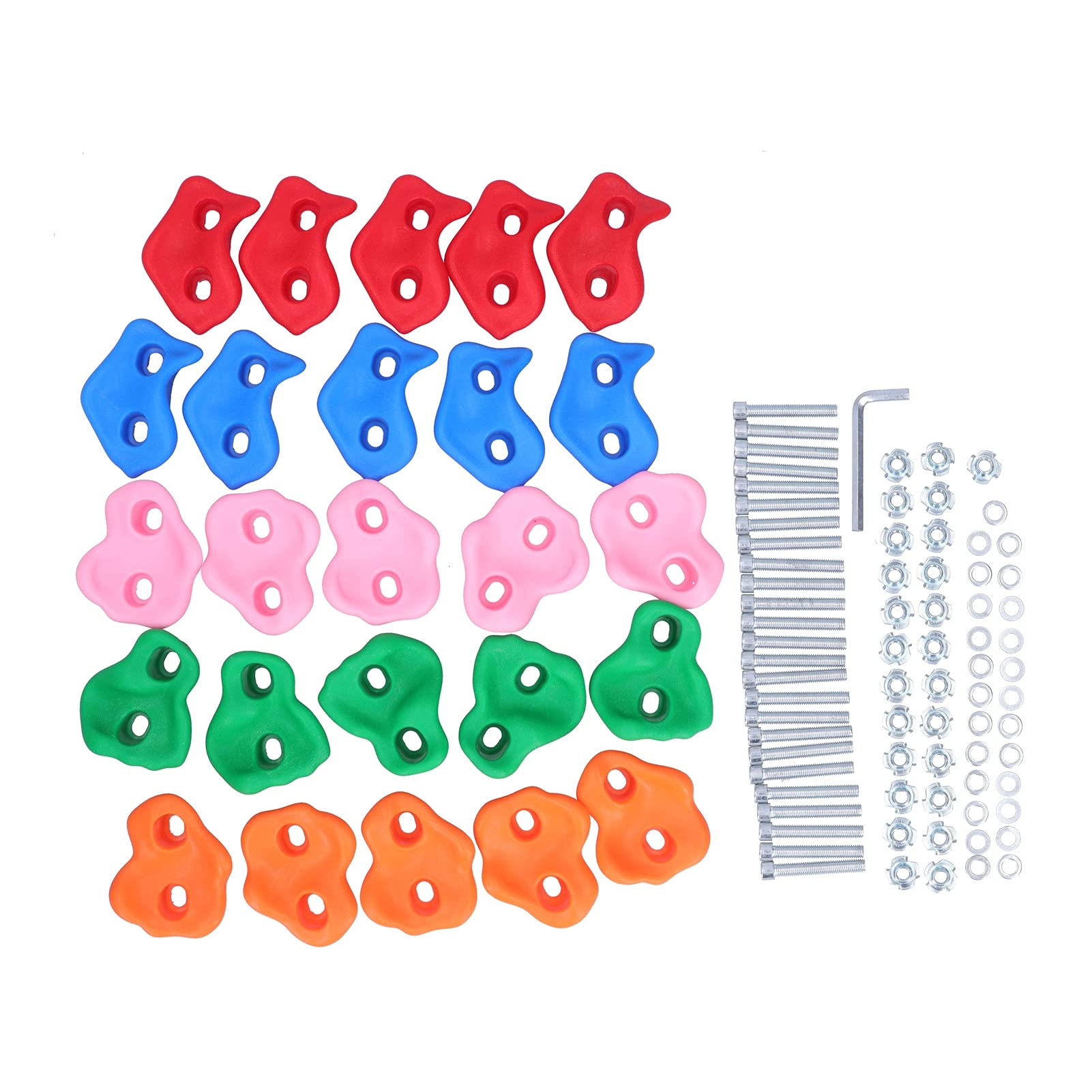 Juego de Soportes para Escalada en Roca para árboles para niños, Suministros para Ejercicio al Aire Libre, 25 Piezas de Acero Blando Multicolor
