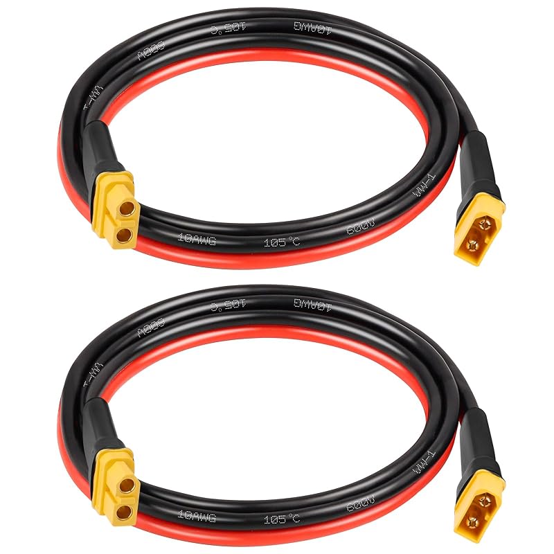 Cabo de Extensão XT60 para XT60 MOOKEERF, 10 AWG, 91,4 cm, Conector Macho para Fêmea, 2 unidades