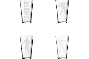 Zombie Drinking Glasses - Hand Etched Engraved Zombie Drinking Glasses for Fans...