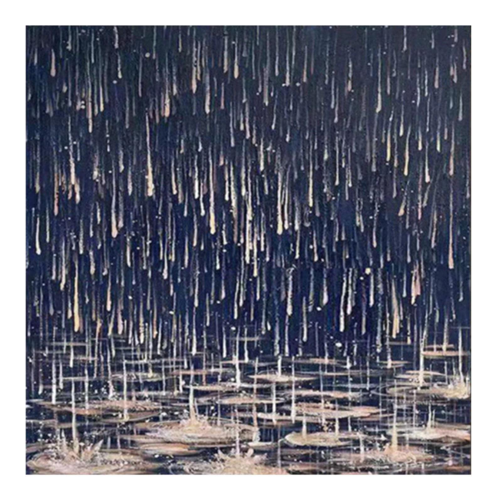 Canvas painting oil painting night scene abstract raindrops canvas living room home decoration 30x30cm/11.8”x11.8”/NoFrame