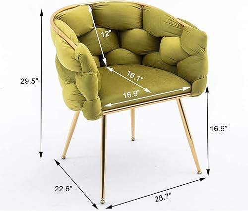 Miniatura 49 de Kakotito Silla de lujo hecha a mano con patas doradas, moderno sillón de terciopelo para sala de estar y dormitorio, Silla de Acento (beige)
