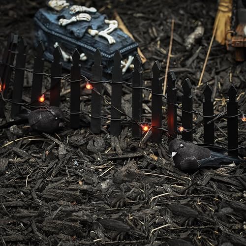 Miniatura 5 de Treasure Gurus - Mini cuervos negros góticos, 2 piezas, decoración de casa de muñecas de pájaro en miniatura para Halloween