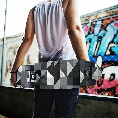 Vista 6 de Abstracto Negro Gris Geométrico Skateboard Grip Tape 33x9inch Papel de lija Longboard Scooter Griptape Diseño antideslizante y anti-desgarro