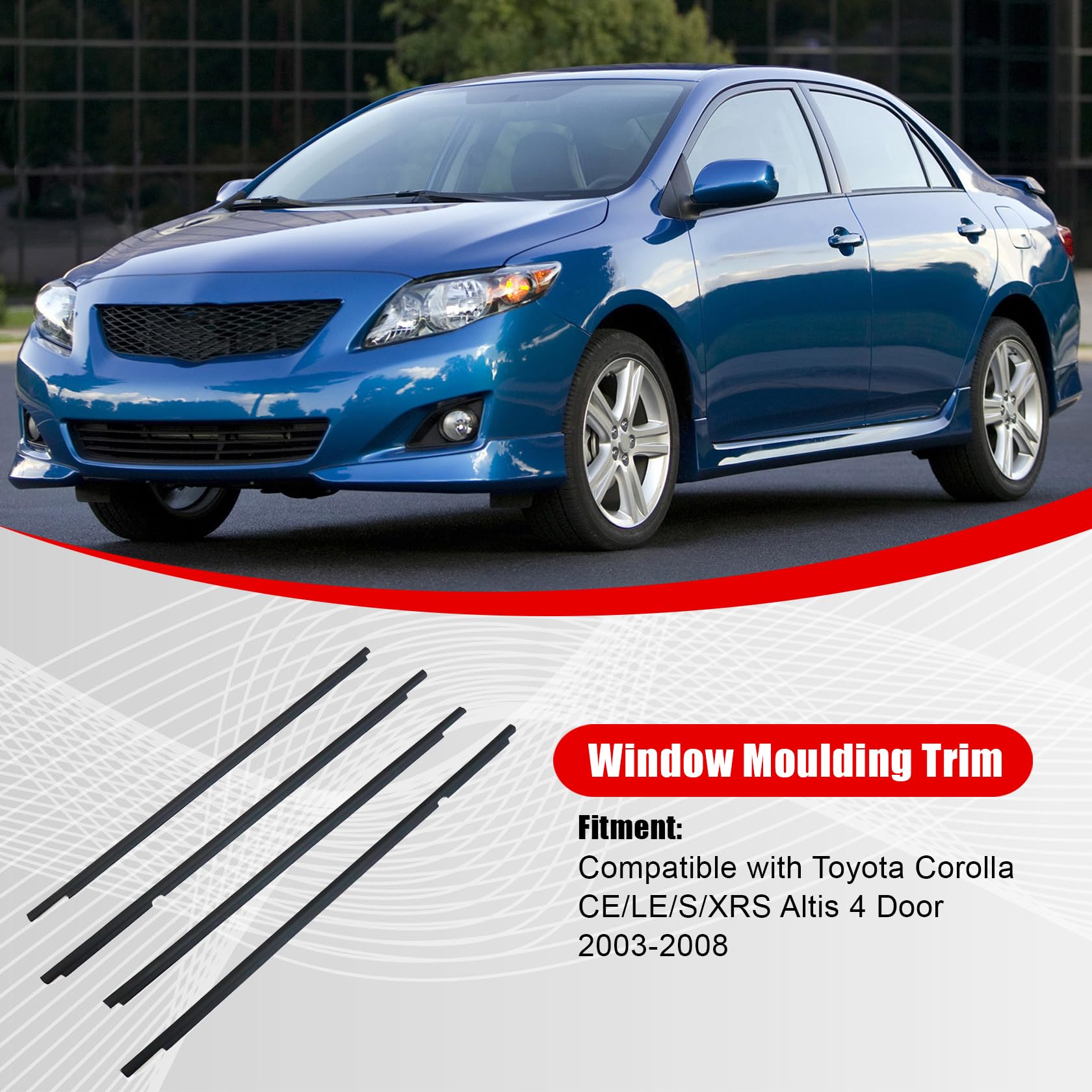 車の窓ガラスシールストリップ Compatible With For Corolla For Altis 4ドア 2003 2004 Weather Strip Window Moulding Trim Weatherstrip Strips Door Glass Seal Belt  For Toyota Corolla 2003-2008 2005 2006 - AliExpress 34 