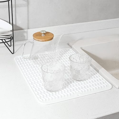 Miniatura 5 de Alfombrilla de silicona para secado de platos para múltiples usos, fácil de limpiar, ecológica, resistente al calor, alfombrilla de silicona para