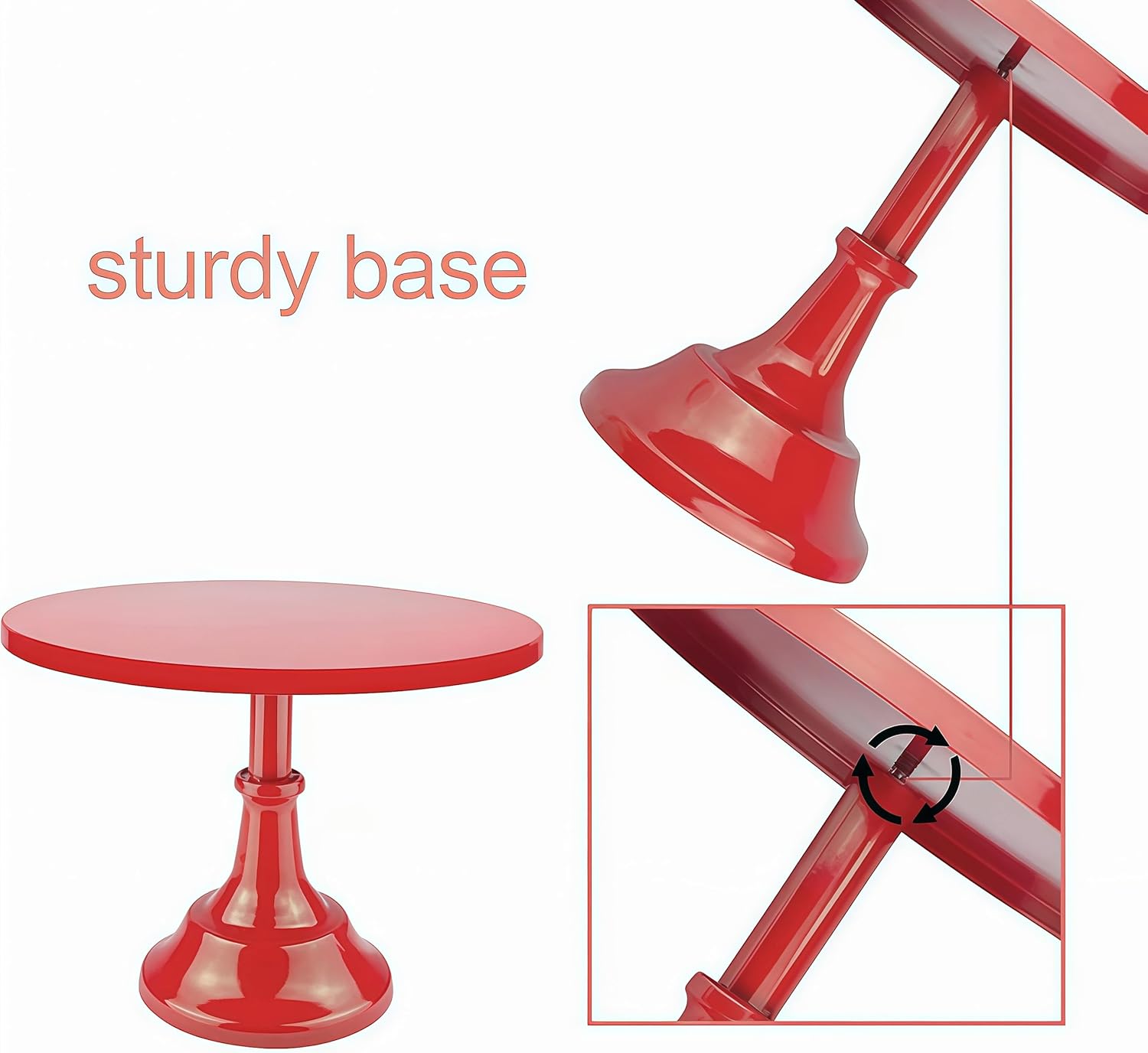 3 Pcs Metal Cake Stand Set 8/10/12 inch Dessert Table Display Perfect for Baby Shower Wedding Birthday (Red)