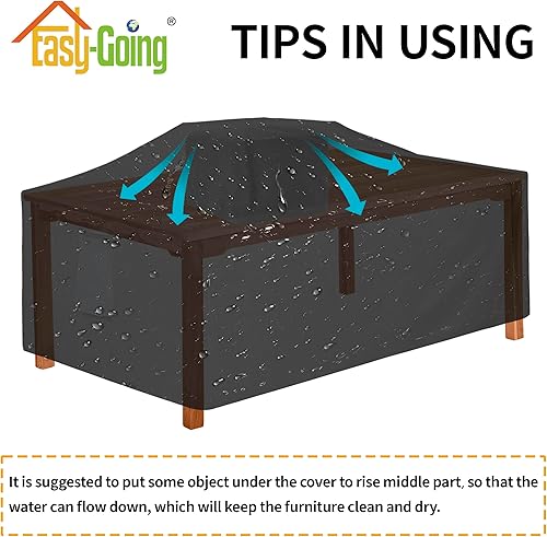 Miniatura 7 de Easy-Going Funda rectangular 600D resistente a los rayos UV e impermeable para muebles de patio al aire libre (84 pulgadas de largo x 44 pulgadas de