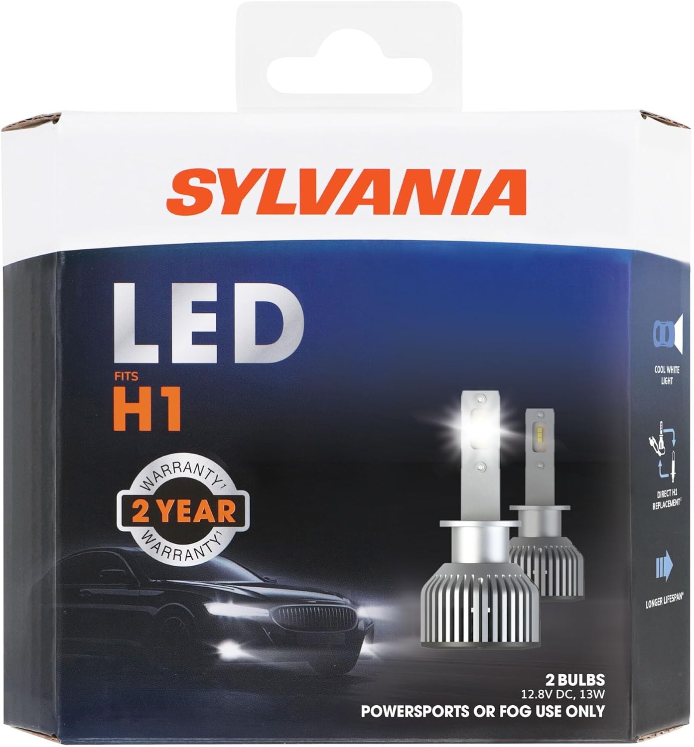 SYLVANIA H1 LED - Fog Lights For Cars and Trucks - Headlight Bulbs for Off Road Powersports - 6000k Cool White LED Light - Long-Lasting Bulbs - No Polarity - DIY Upgrade