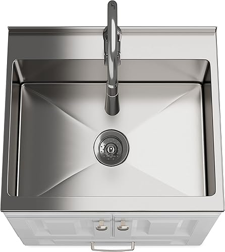 Miniatura 5 de SIMPLIHOME Lawrence - Armario de lavandería de transición de 24 pulgadas con grifo y fregadero de acero inoxidable en color blanco, para lavadero y