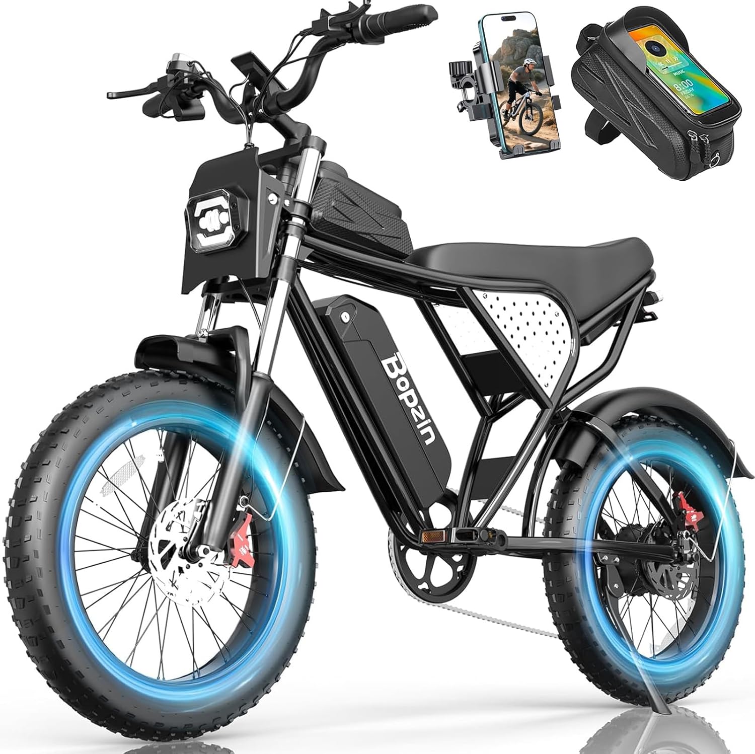 Bopzin Electric Dirt Bike for Adults - Peak 3000W 43MPH,60V 35AH Large Battery Up to 100+ Miles Range, All-Terrain
