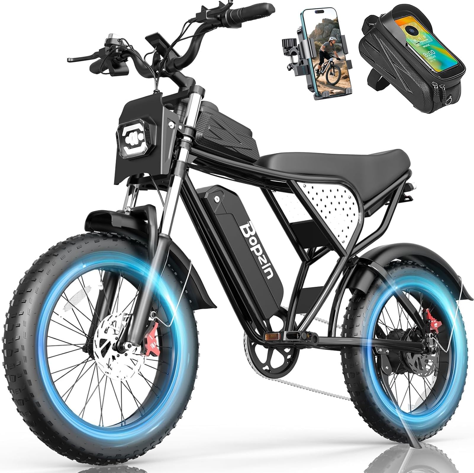 Bopzin Electric Dirt Bike for Adults - Peak 3000W 43MPH,60V 35AH Large Battery Up to 100+ Miles Range, All-Terrain