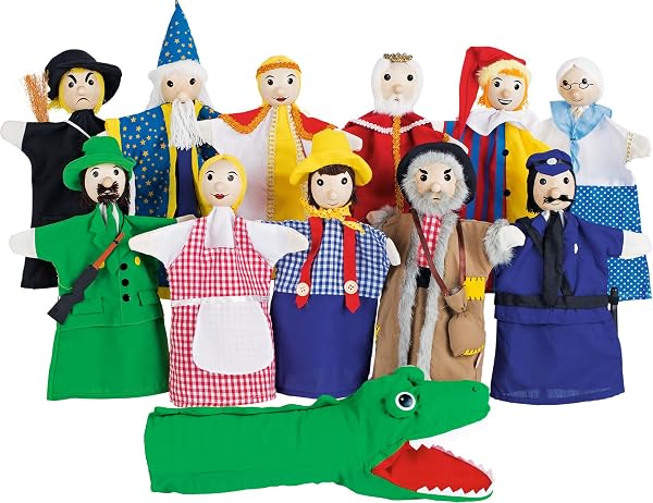 goki SO450 - hand puppet set - lovingly made of wood and fabric - 12 dolls - 1