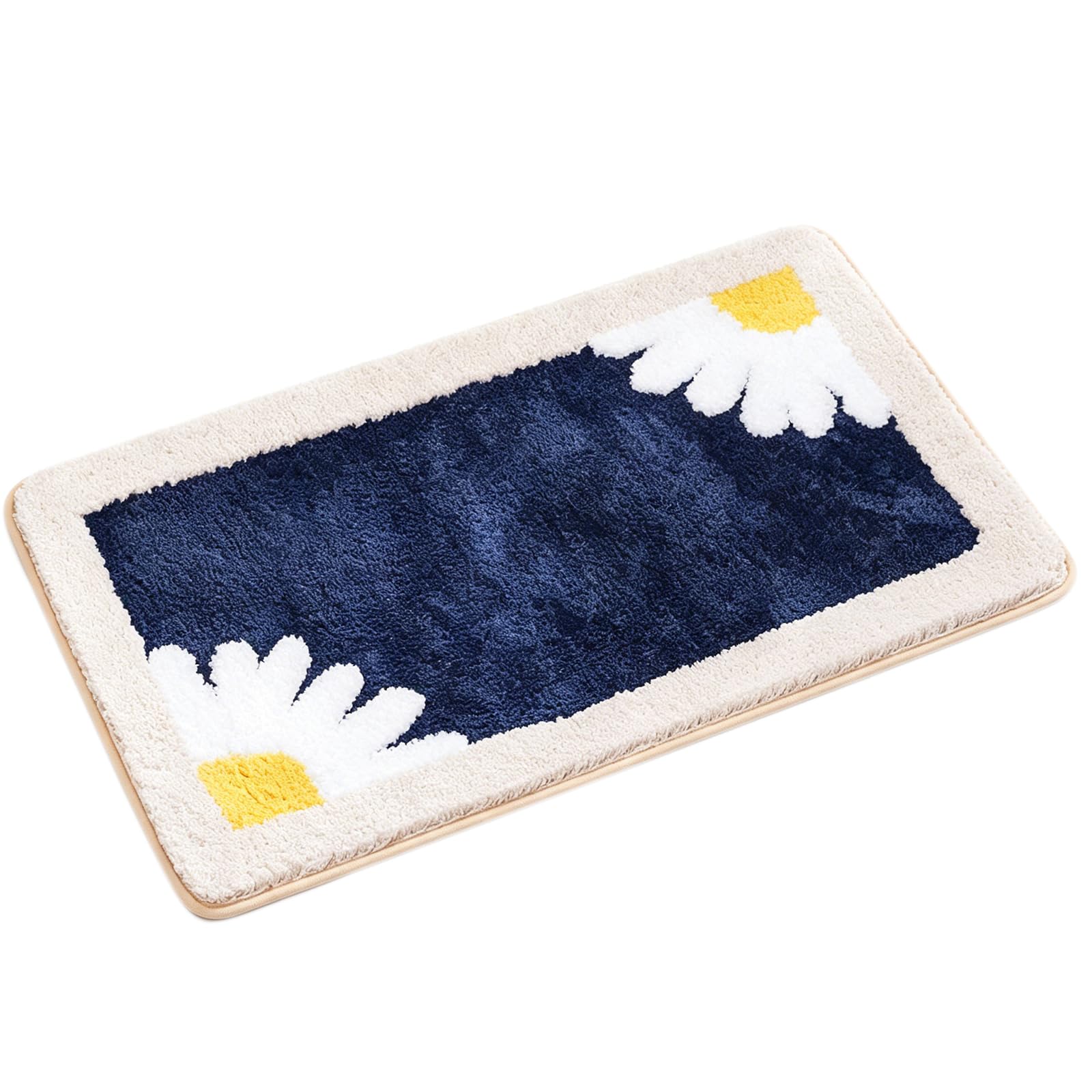 Generico Tappeto Bagno Peluche Assorbente Floreale Antiscivolo per Ingresso Bagno,E,50x80cm(20x31inch) | Microfibra, lavabile in lavatrice