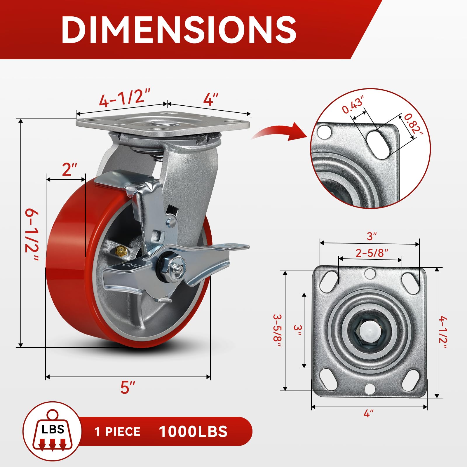 Heavy Duty Industrial Casters - 4000lb Capacity -2 Heavy Duty Industrial Casters - 4000lb Capacity -2