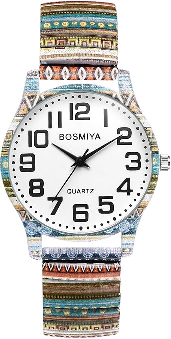 Oidea Stretch Band Analog Quartz Watches for Women Easy Reader Watch