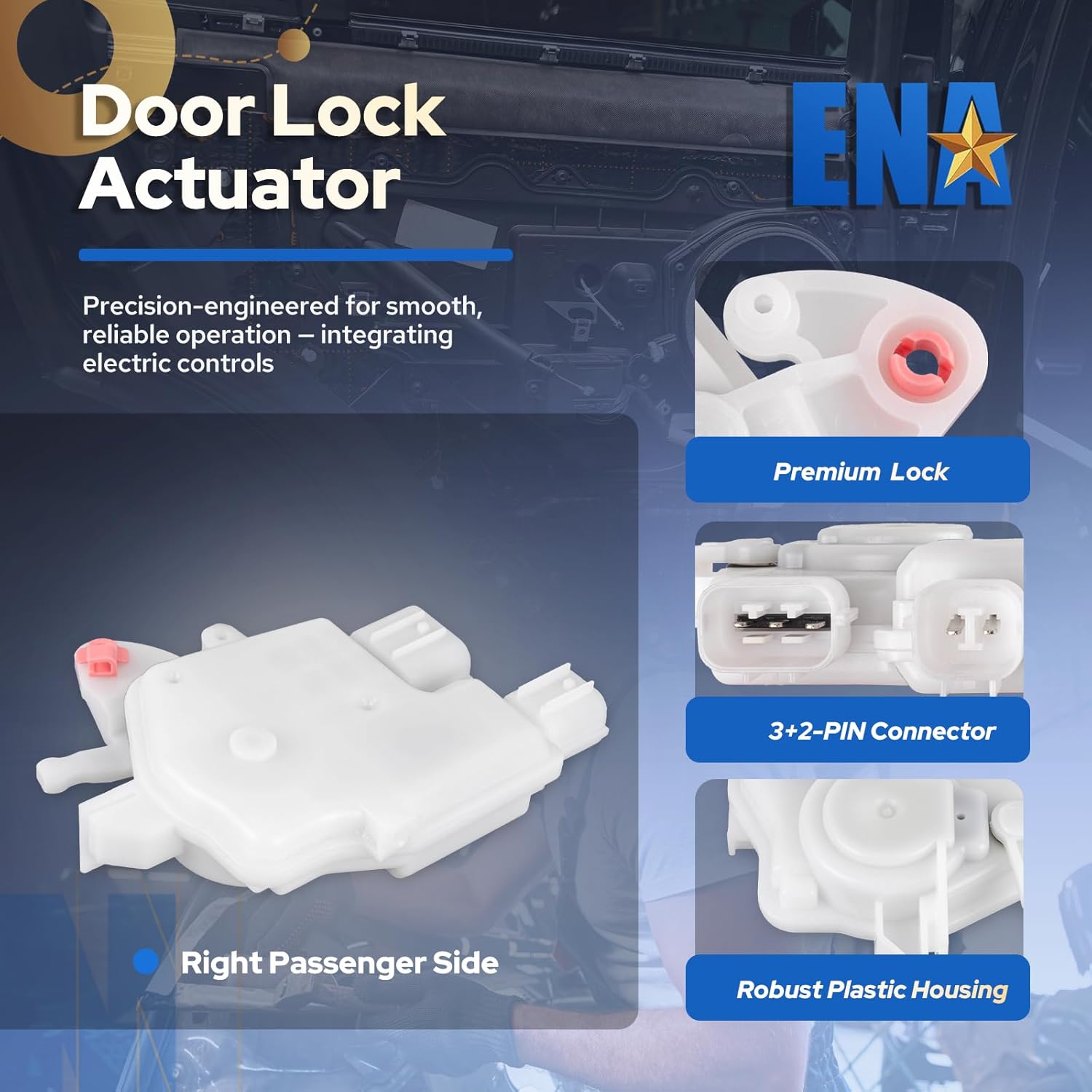ENA Left & Right Side Door Latch Lock Actuator Compatible with Acura TL 2004-2008 3.2L 3.5L, Honda Accord 2003-2007 2.4L 3.0L, Ridgeline 2006-2014 3.5L for 72115-SDA-A01 72155-SDA-A01 746-366 746-367
