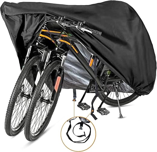 NABAAT Nylon Universal Bicycle Cover For 2 Or 3 Cycles Waterproof Outdoor Rain/ Sun/ Snow/ Corrosion Protection(Black)