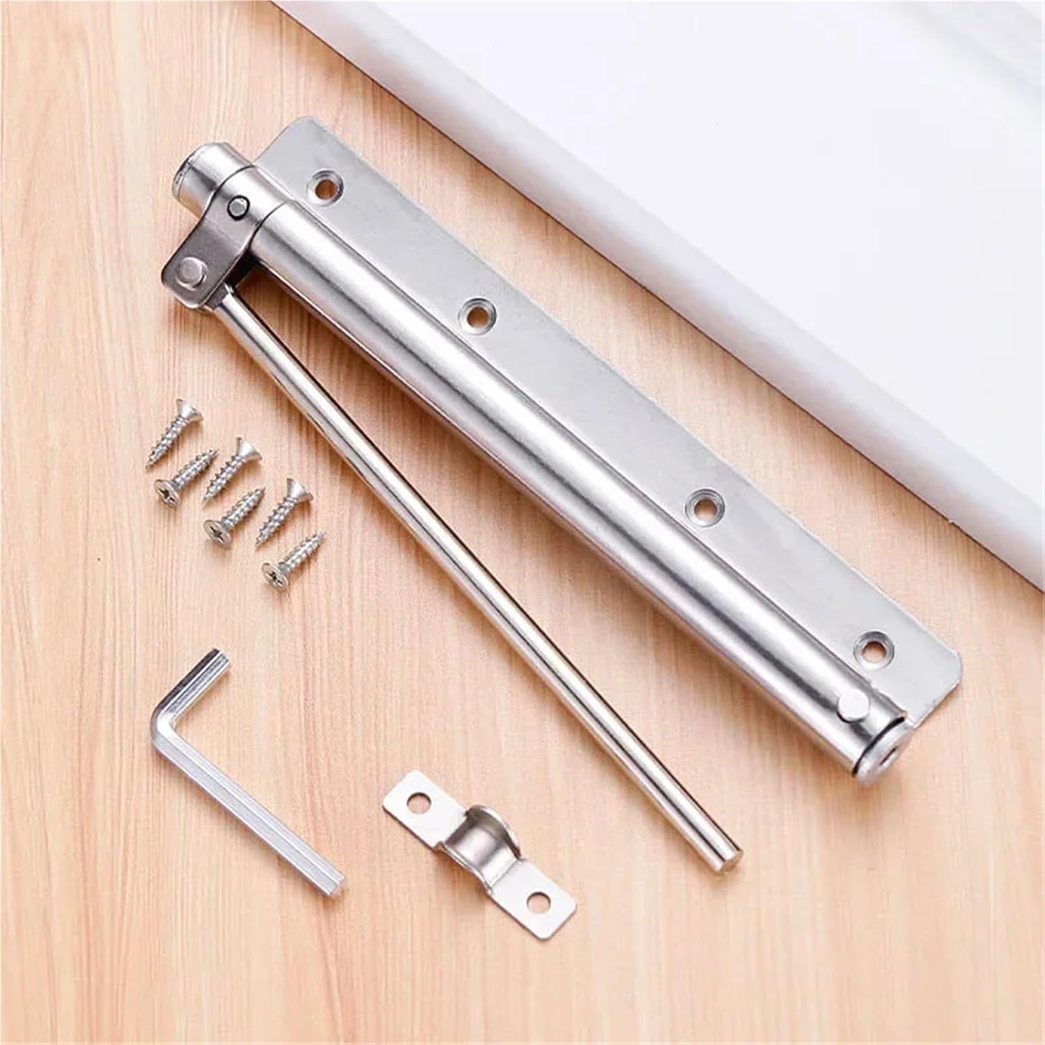Door Closer Stainless Steel Device Invisible Spring Buffer Operator Household Lightweight Hardware(Silver)