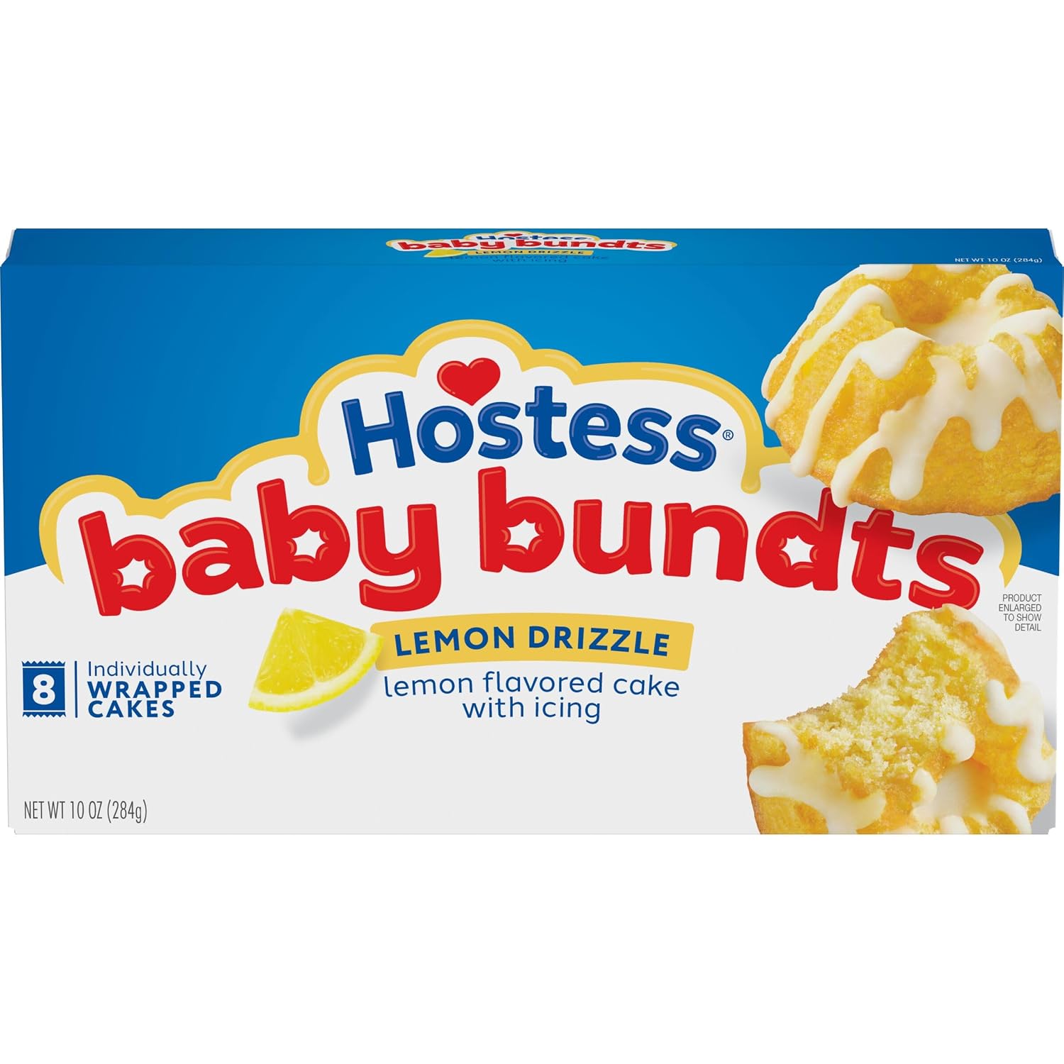 Hostess Baby Bundts, Lemon Drizzle Flavored Mini Cakes, 10 oz. Box, 8 Count