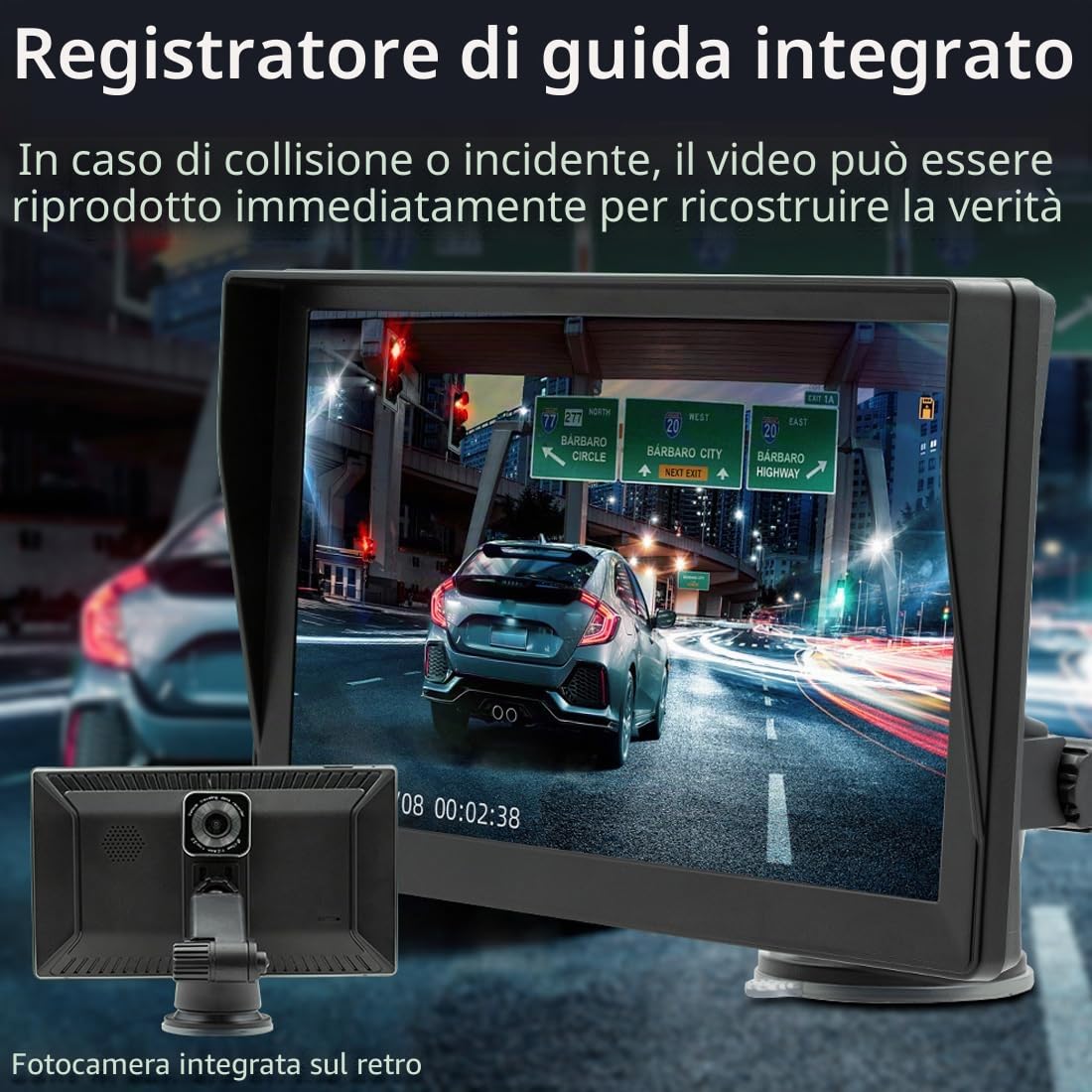 Portatile Autoradio wireless Apple CarPlay e Android Auto con parasole, monitor touchscreen da Autoradio Bluetooth con telecamera di backup, DVR, Mirror Link/Trasmettitore FM/AUX per veicoli 12V-24V