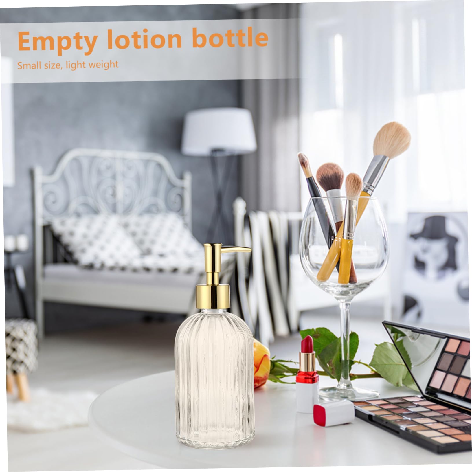 SOLUSTRE 2 pezzi Bottiglie Dispenser Lozione Vetro Trasparente con Pompa Pressione Ricaricabili per Shampoo e Gel Doccia Bottiglie per Bagno con Bocca per Facile Riempimento