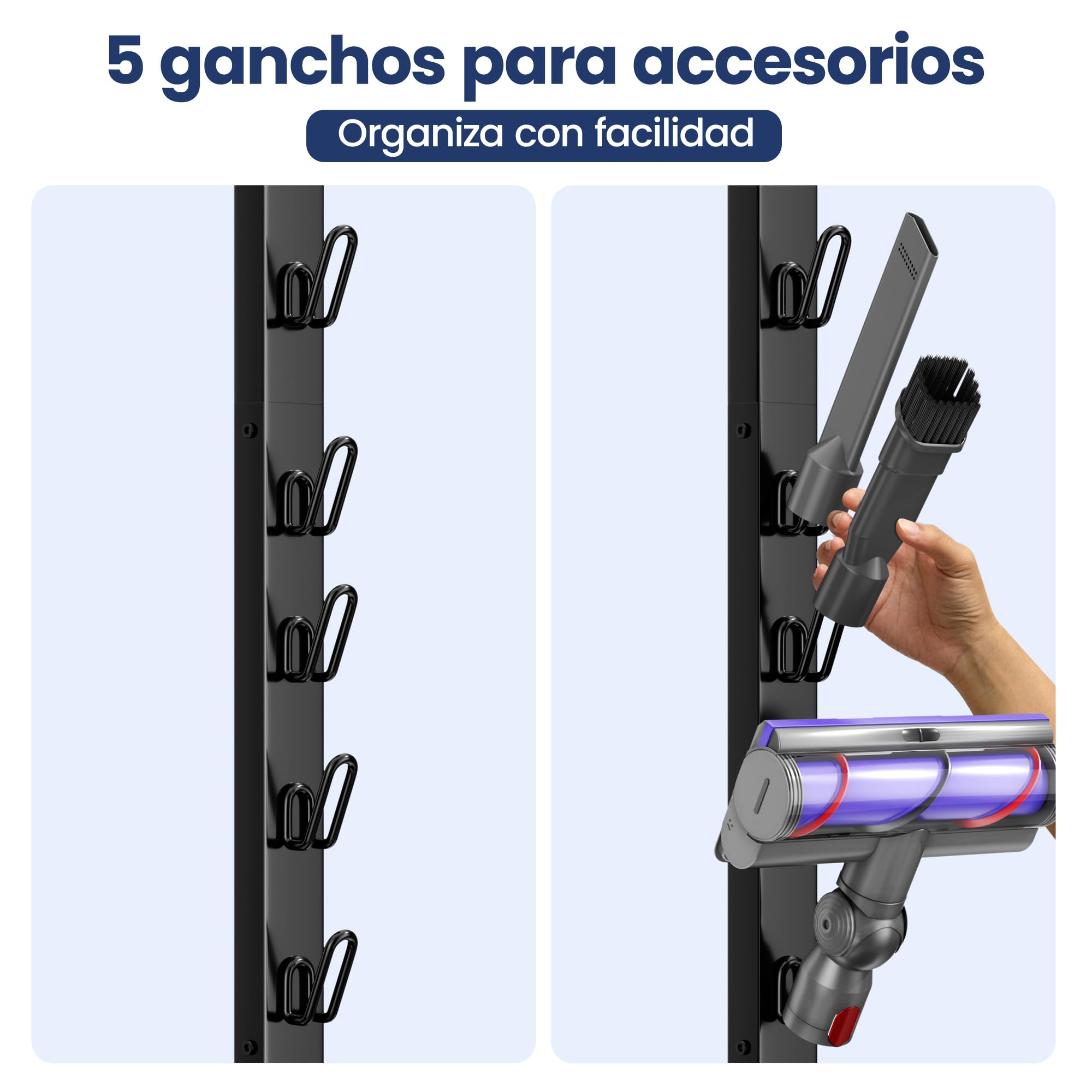 pickpiff Soporte para aspiradora Dyson – Compatible con V15, V11, V10, V8, V7, V6 – Estación de soporte independiente con soporte para accesorios – Ahorra espacio y sin taladrar