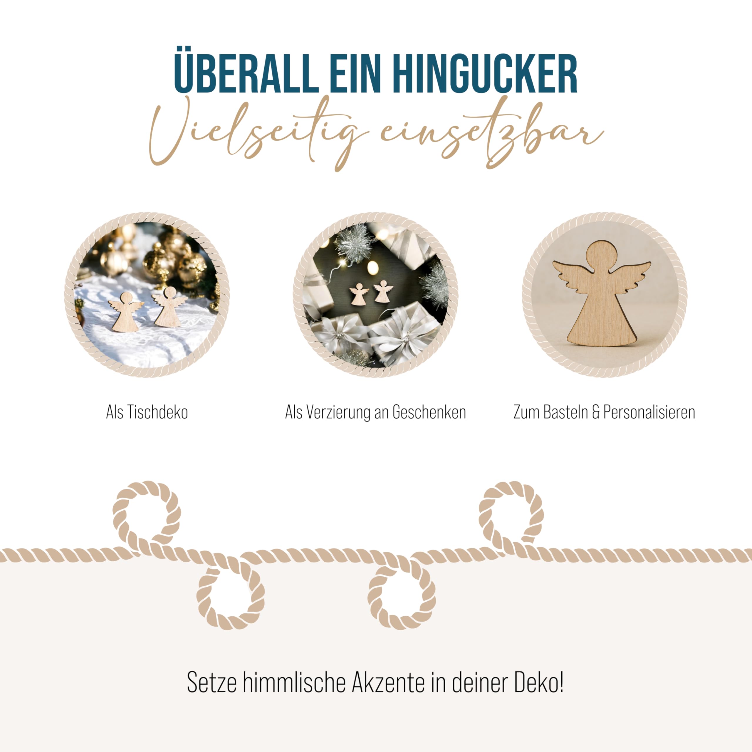Logbuch-Verlag Engel Streudeko, 30 Stück: Mini Holzteile Set, Kleine Schutzengel aus Holz, Glücksbringer, Geschenk & Give-Away, Weihnachten & Silvester, Zum Dekorieren & Basteln, Holzdeko, 4 cm
