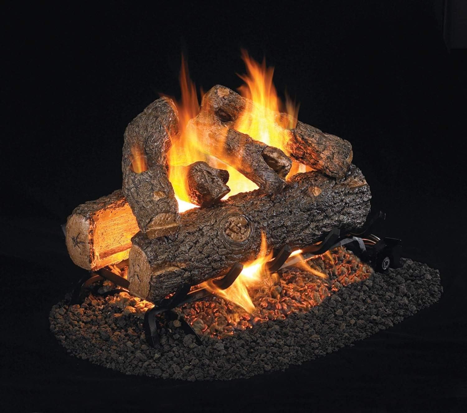 Real Fyre Golden Oak Designer Plus Vented Gas Logs (RDP-2-18), Logs Only, See-Thru, 18-Inch