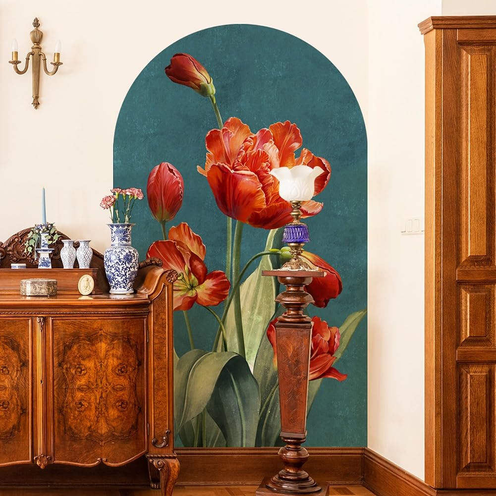 Pegatinas de pared, pegatinas de pared con arco, pegatinas de pared con arco, pegatinas de pared de vinilo grandes, pegatinas de pared autoadhesivas con acento floral for dormitorio, sala de estar, au