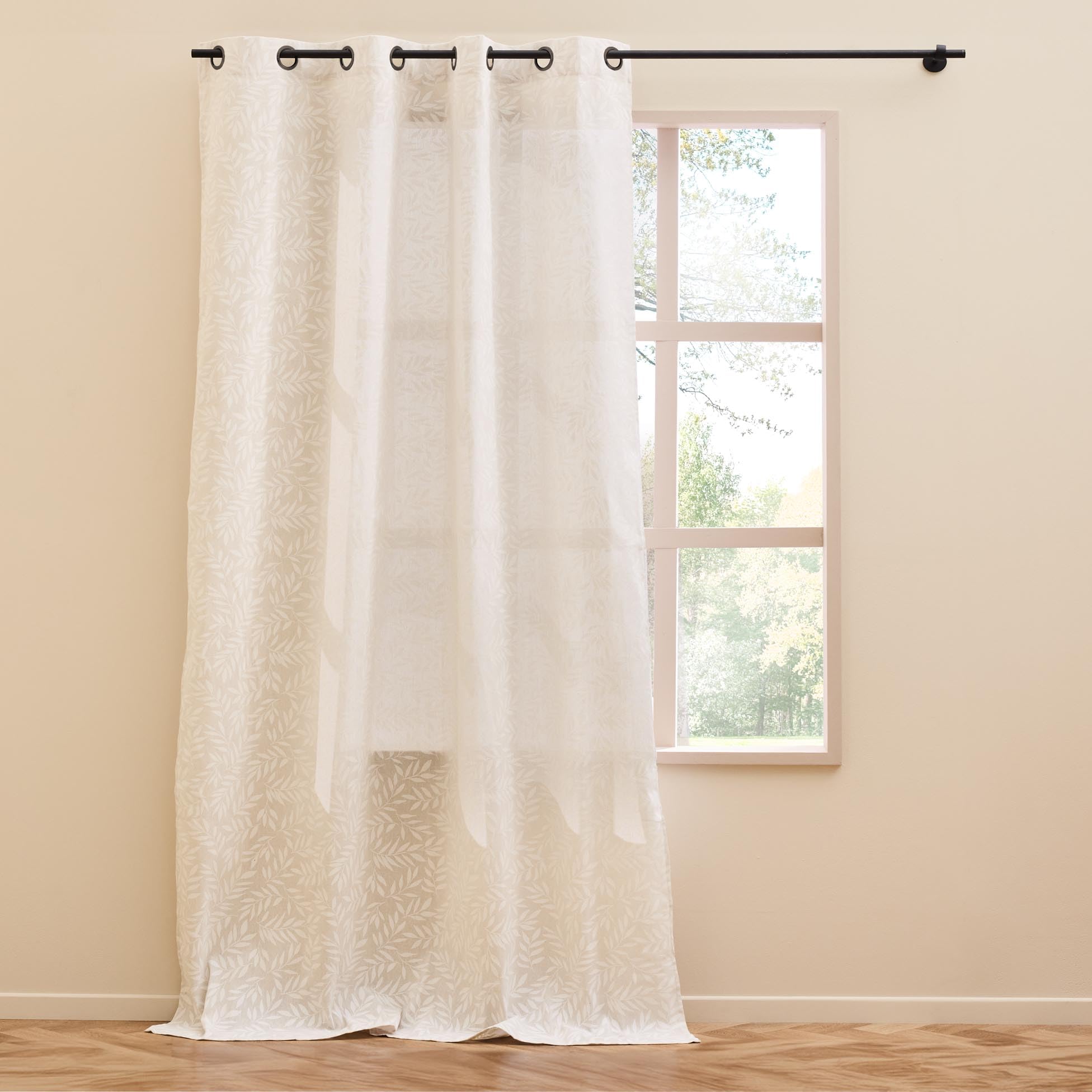 Douceur d'Intérieur, Naya Curtain with Eyelets 140 x 280 cm Natural Printed Polycotton