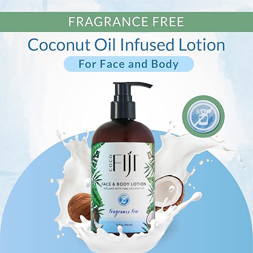 Miniatura 4 de Coco Fiji Loción facial y corporal infundida con aceite de coco, loción para piel seca, crema facial hidratante y loción de masaje para mujeres y