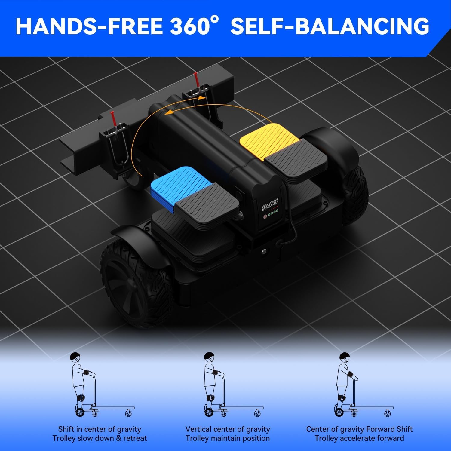 AONIU Electric Hand Truck Cart,Max Load 1100 Lbs Heavy Duty 1200W Power ElectricTrailer Dolly Utility Wagon Push Cart Electric Platform Flatbed Truck Cart for Warehouse Logistics Move House Garden