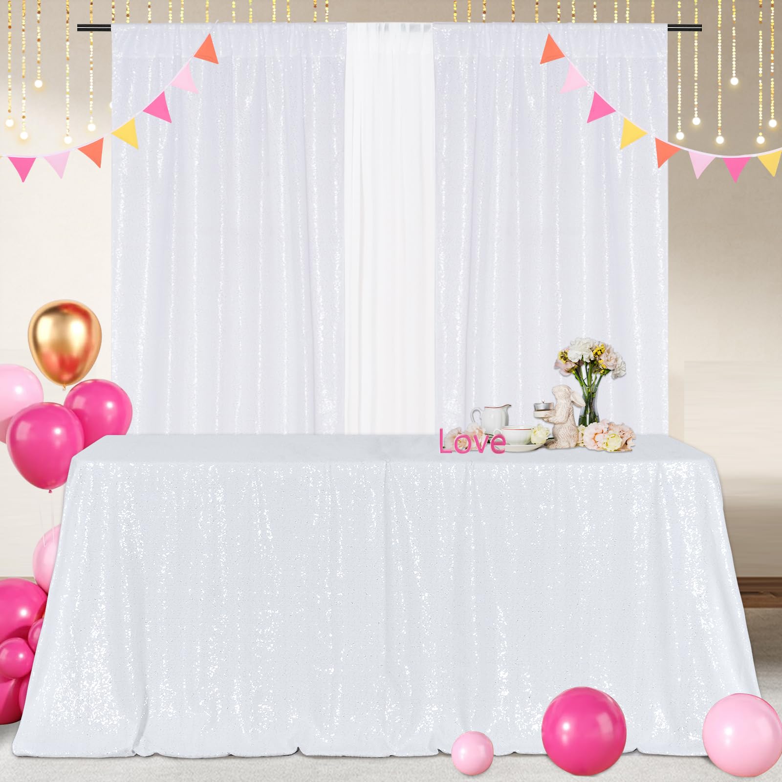 3E Home Tovaglia rettangolare con paillettes per feste ed eventi