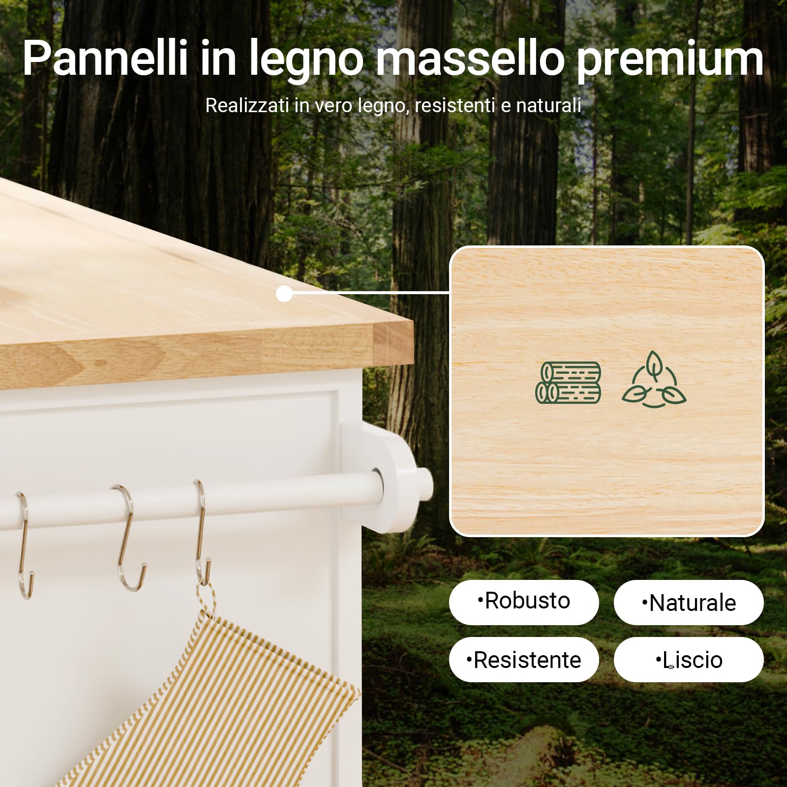 SoBuy isola cucina con ruote carrello da cucina con piano di lavoro pieghevole mobile cucina con ruote penisola cucina piano lavoro Bianco 115x92x(46-71) cm FKW71-III-WN