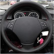 Steering Wheel Cover 320d 325i 335i X1 E84 E90 E91 (Touring) Faux Leather Hand Sewing Car Steering Wheel Cover Accessories Steering Wheel Cover (Red Blue Thread)