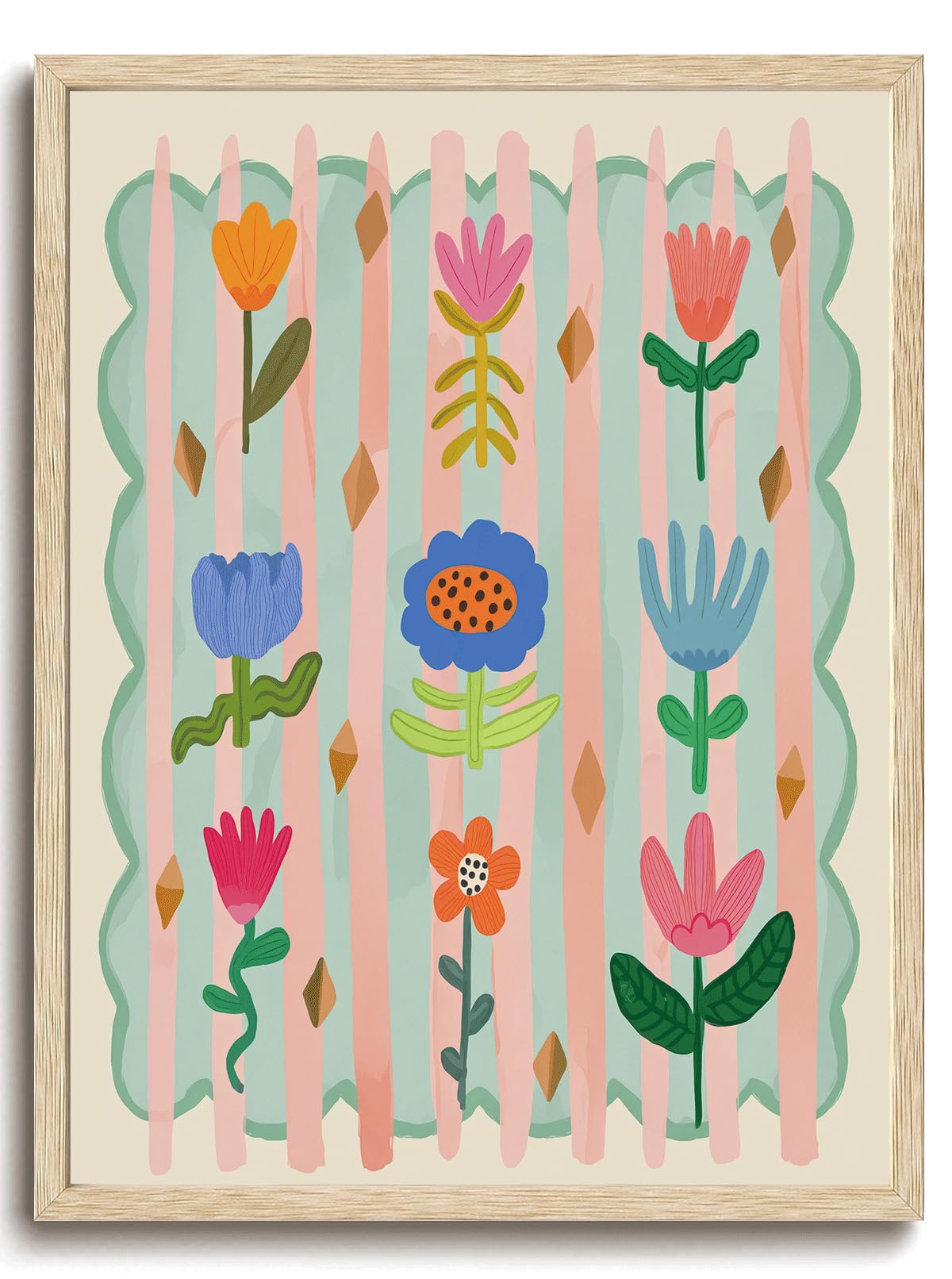 Amazon.com: KISSFOX OAK Wood Framed Wall Art Flowers Wall Decor
